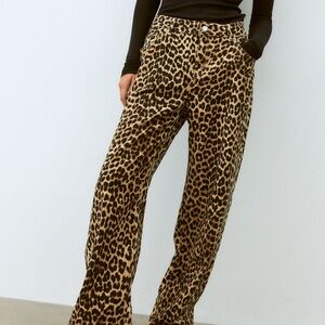 Leopard Print Wide-Leg Pants